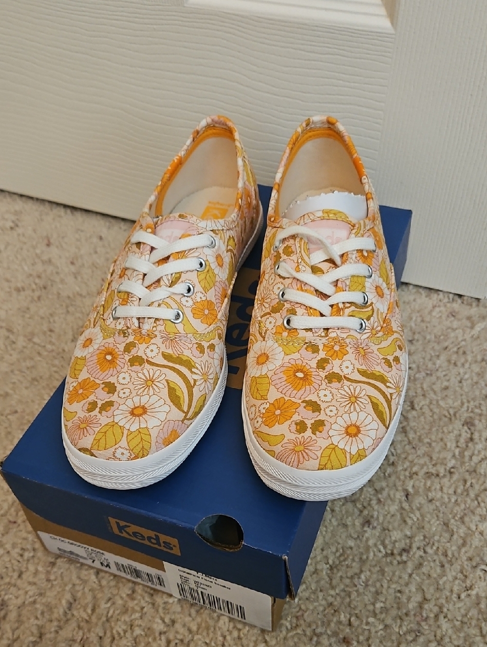 Keds Floral Canvas Sneakers in Yellow, Pink & Cream